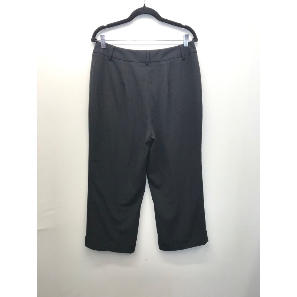 PANTOLOGY  Black Cropped Pants Women's‎ Size 12 Tacked Cuffs 24" Inseam - Picture 5 of 5